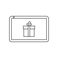 To buy an online gift with tablet icon vector illustration. Free Royalty Images.