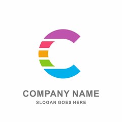 Monogram Letter C Geometric Circle Digital Technology Computer Business Company Stock Vector Logo Design Template