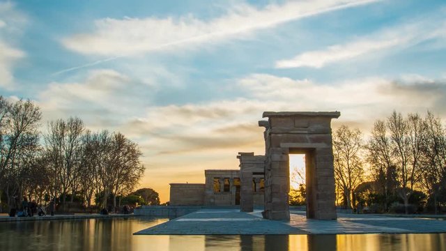 Timelapse of egyptian monument "Templo debod" from Madrid