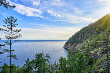 Fototapeta na wymiar Lake Baikal near village of Listvyanka