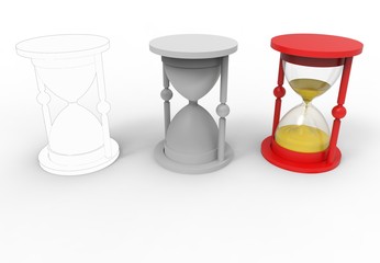 Hourglass. Stages of 3D printing