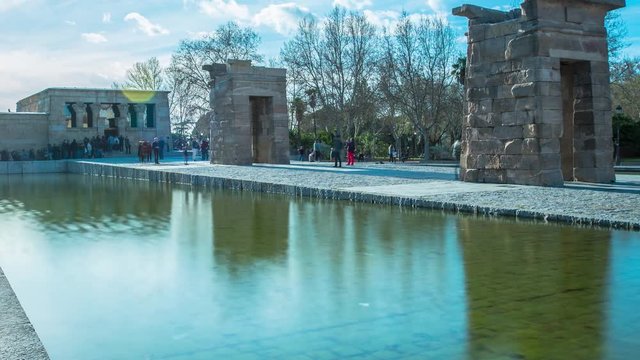 Timelapse of egyptian monument "Templo debod" from Madrid