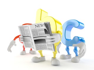 Obraz premium ABC character reading newspaper