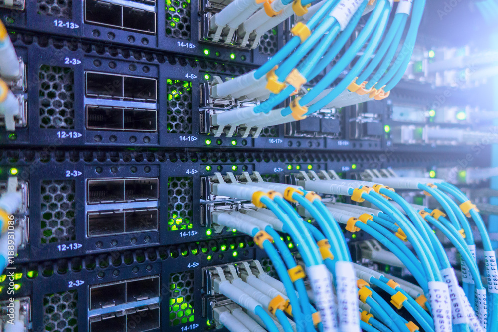 Aufkleber fiber optical connector interface. fiber cable serve with technology style against fiber optic backg