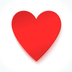 Red paper cut heart isolated on white. Template for greeting cards, invitations, banners and various design products. Vector illustration