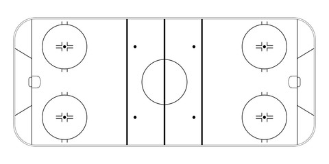 Ice hockey rink. Sport field background. Vector illstration isolated on white background.