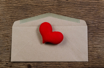 heart in envelope , valentine concept