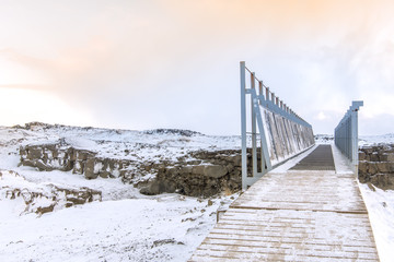 Bridge between Europe and North America on Reykjanes Peninsula