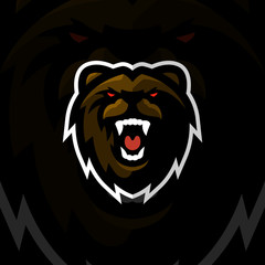 Bear mascot logo design for sports team. Vector illustration