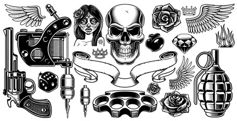 Set of tattoo art