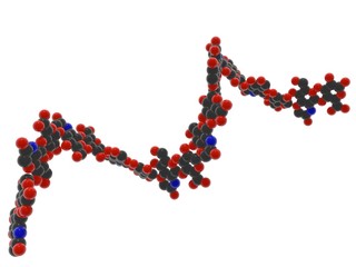 3D illustration of hyaluronic acid polymer (hyaluron), substance commonly used in cosmetic surgery, skin care products and anti-aging creme