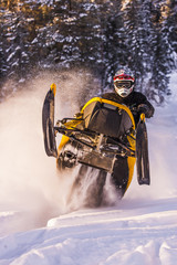 Snowmobile Adventure in the winter landscape outdoor travel