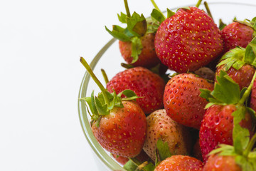 Close-up view of strawberries in a bowl