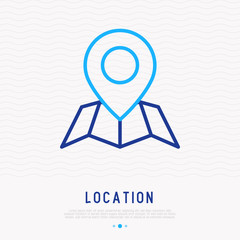 Pointer stick on map thin line icon. Modern vector illustration of navigation symbol.