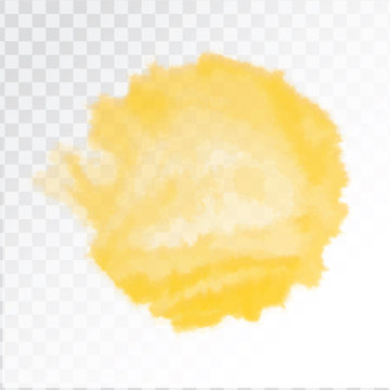 Vector yellow watercolor sun, isolated on transparent background. Illustration.