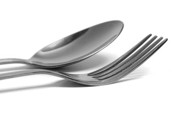 Two forks isolated on white background