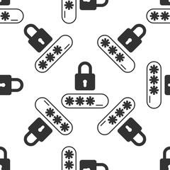 Password Protection icon seamless pattern on white background. Flat design. Vector Illustration