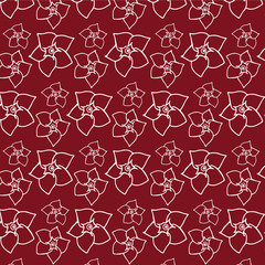 Hand drawn floral elements vector pattern in a red and white color palette