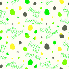 Happy Easter - Set of 4 seamless and tileable vector pattern textures. Grey, green, lime and yellow on white.