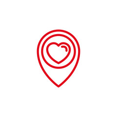 Love with Door and Stairs Icon. Simple Heart Illustration Line Style Logo Template Design. 