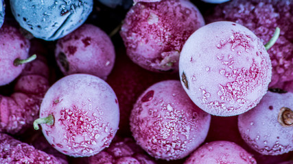frozen berries, black currant, red currant, raspberry, blueberry. top view. macro. Treatment inspired by Pantone’s 2018 Color of the Year, Ultra Violet - 188942658