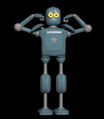 grunge vintage robot is show arm power.