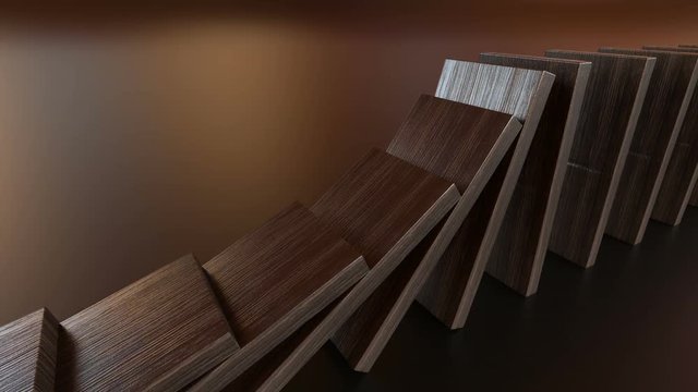 Domino falling loop, side view prespective