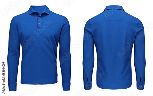 Download Blank Template Mens Blue Polo Shirt Long Sleeve Front And Back View Isolated White Background With Clipping Path Design Sweatshirt Mockup For Print Wall Mural Dzha