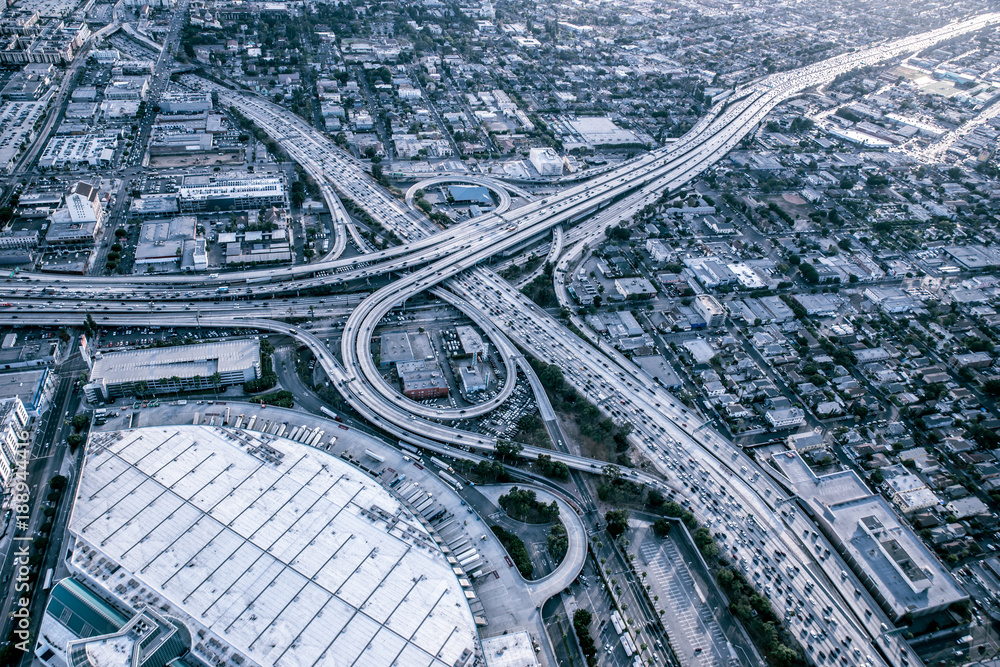 Wall mural los angeles aerial view from helicopter