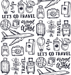 Hand drawn doodle travel pattern © jane55