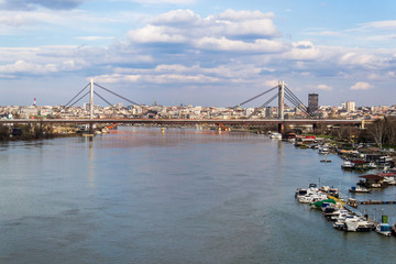 Belgrade, Serbia February 28, 2014: A panorama of Belgrade and a view from the bridge on Ada