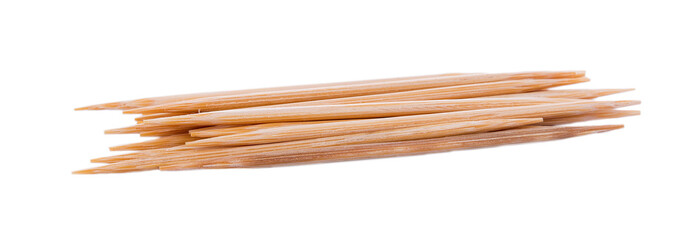 closeup wooden toothpick isolated on white background