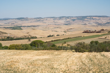 Obraz premium Plowed field ready to be cultivated in Val d'Orcia, Tuscany
