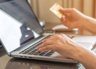 Internet e-payment banking service with consumer buyer using credit card paying purchase for online...