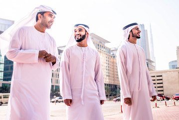 Arabian businessmen meeting outdoors