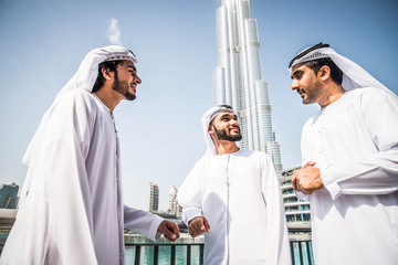 Arabian businessmen meeting outdoors
