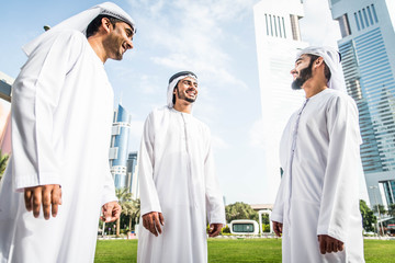 Arabian businessmen meeting outdoors