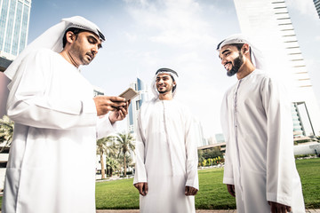 Arabian businessmen meeting outdoors