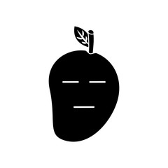 mango serious fruit kawaii icon image vector illustration design  black and white