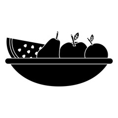 fruit bowl icon image vector illustration design  black and white