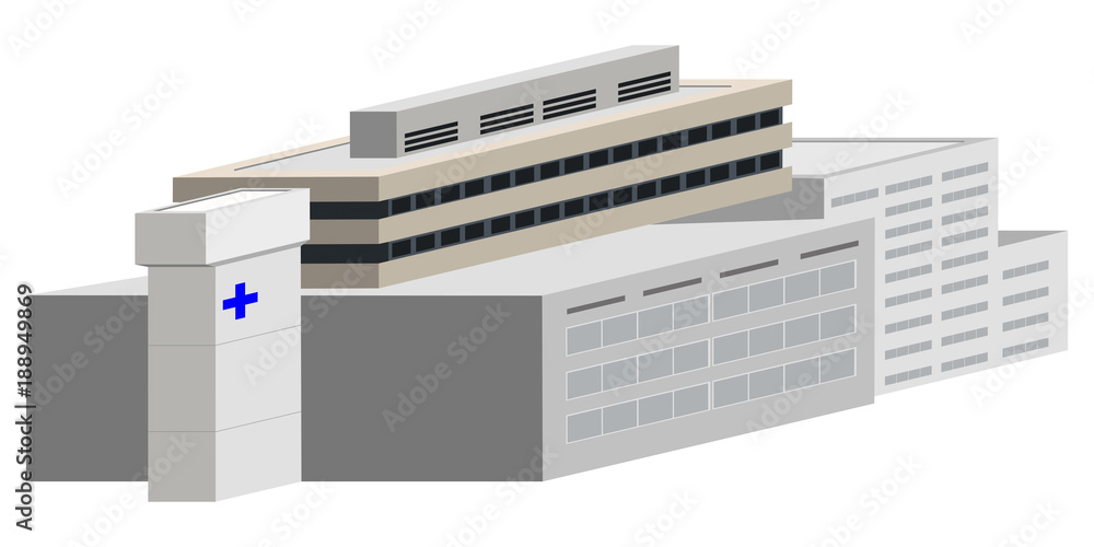 Wall mural isolated hospital building