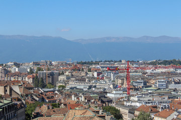 Obraz premium GENEVA, SWITZERLAND - SEPTEMBER 14 - View of the city from a height.