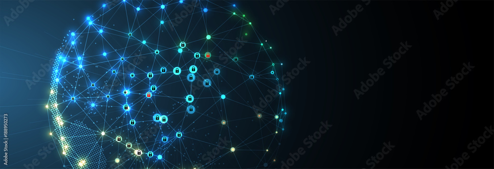 Wall mural cyber security and information or network protection. future technology web services for business an