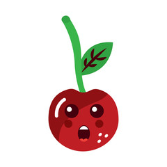 cherry yelling talking fruit kawaii icon image vector illustration design 