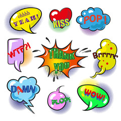 Vector pop art speech bubbles with fashion phrases