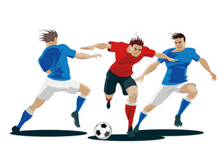 2497541 Players are fighting for the ball. Vector Illustration