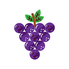grapes happy fruit kawaii icon image vector illustration design 