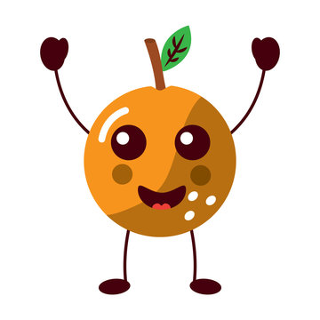 orange happy fruit kawaii icon image vector illustration design 