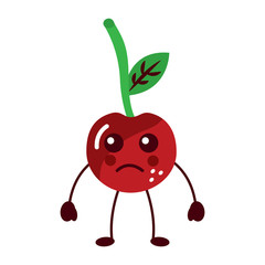 cherry sad fruit kawaii icon image vector illustration design 