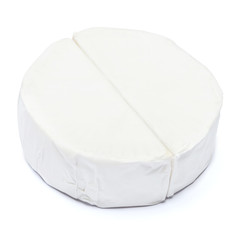 Piece of brie or camambert cheese on a white background